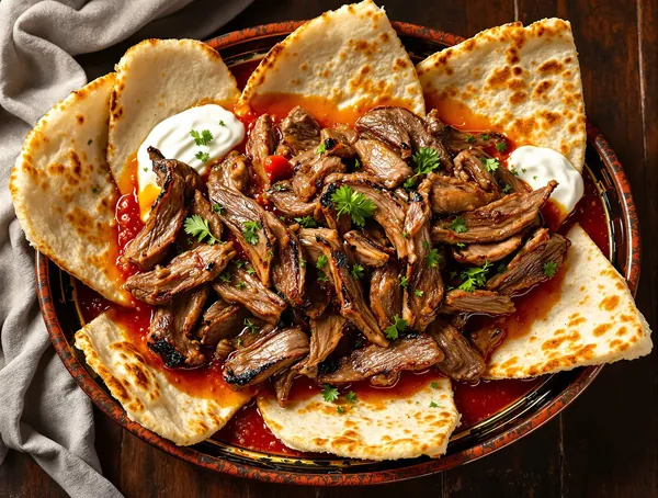 İskender kebap cu pâine și unt topit