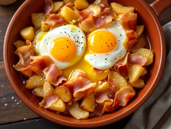 Jamón ibérico con huevos rotos
