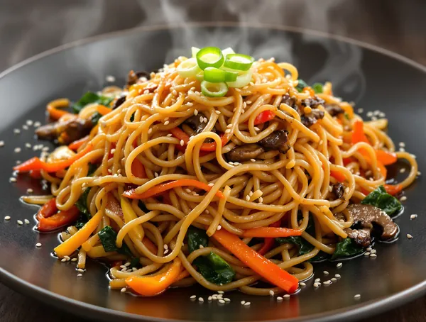 Japchae cu tăiței de sticlă și legume