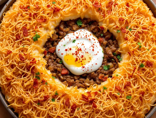 Kadayıf cu carne tocată și iaurt