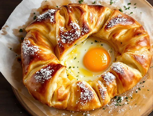 Khachapuri adjaruli cu brânză și ou