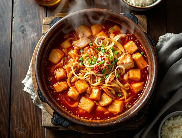 Kimchi jjigae cu porc și kimchi fermentat