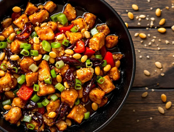 Kung Pao Chicken cu Alune și Ardei