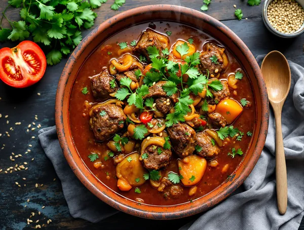 Lamb Stew Sud-African cu Coriandru și Roșii