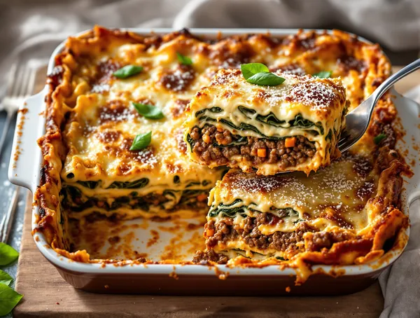 Lasagna verde cu ragù bolognese și sos béchamel