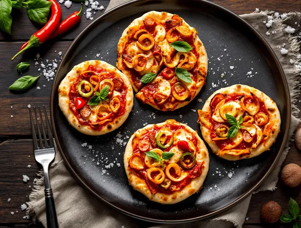 Mini pizza cu chorizo și ardei iute picant