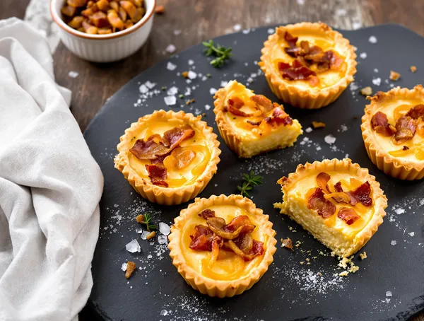 Mini quiche cu bacon afumat și ceapă caramelizată