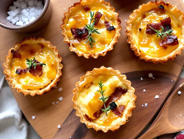 Mini quiche cu bacon afumat și ceapă caramelizată
