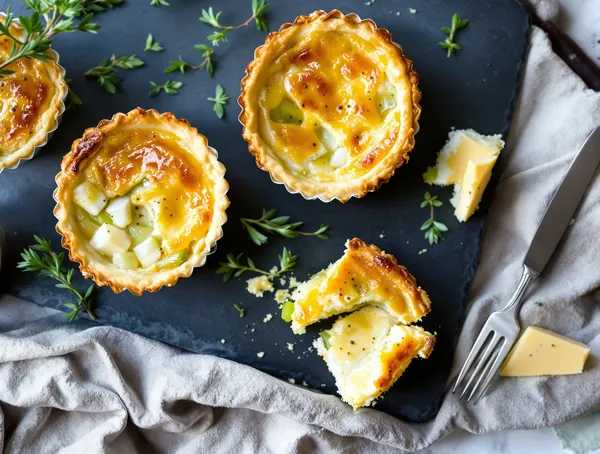 Mini quiche cu praz și brânză brie