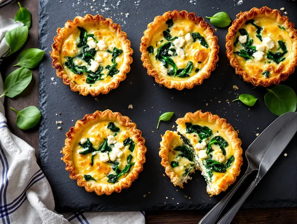 Mini quiche cu spanac și brânză feta