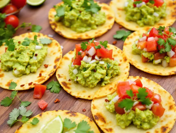 Mini tortillas cu guacamole și pico de gallo