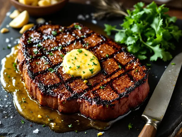New York Strip cu Unt de Ierburi și Salată Verde