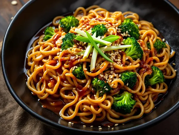 Noodles cu sos teriyaki și broccoli