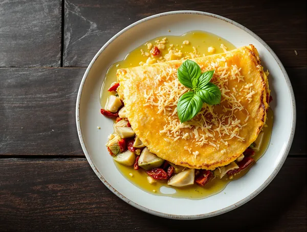 Omletă cu anghinare și roșii uscate