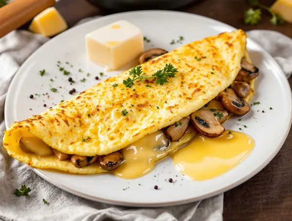 Omletă cu ciuperci și cașcaval