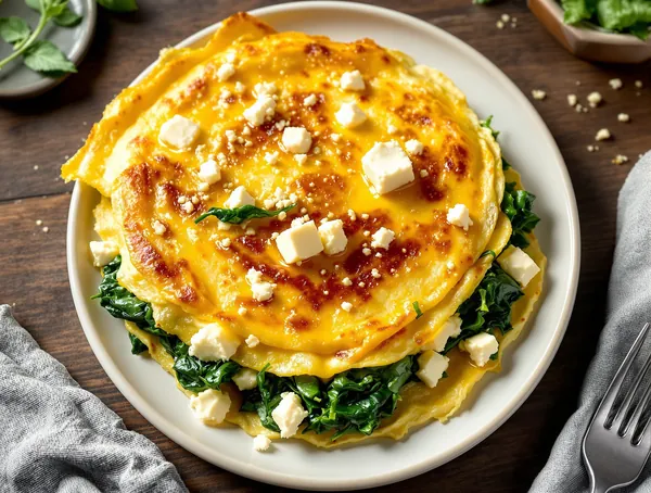 Omletă cu spanac și brânză feta