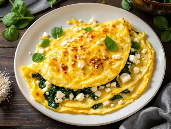 Omletă cu spanac și brânză feta