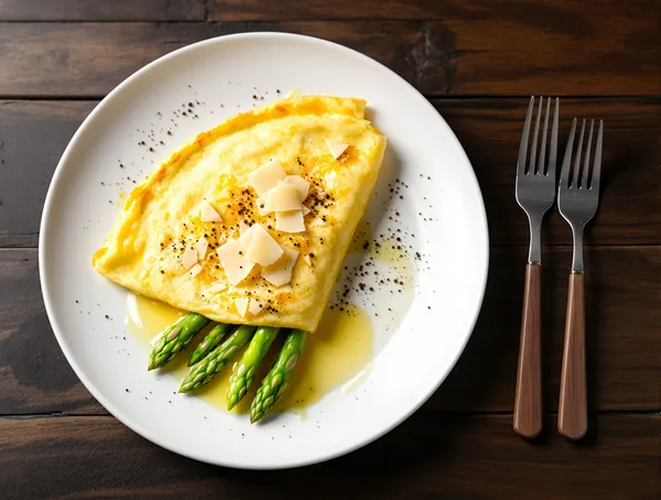 Omletă cu sparanghel și parmezan
