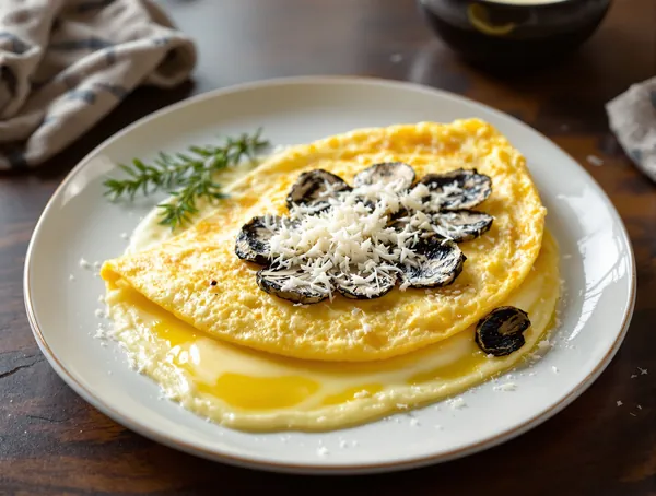 Omletă cu trufe și parmezan ras