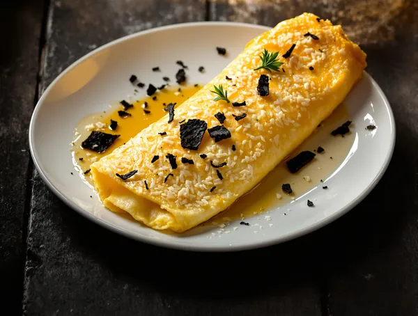 Omletă cu trufe și parmezan ras