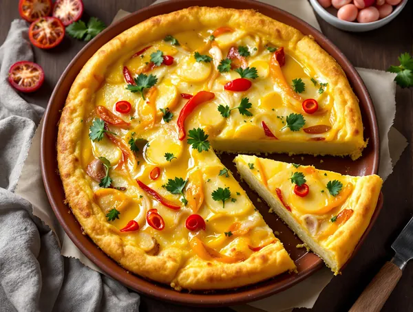 Omletă spaniolă cu cartofi și ardei