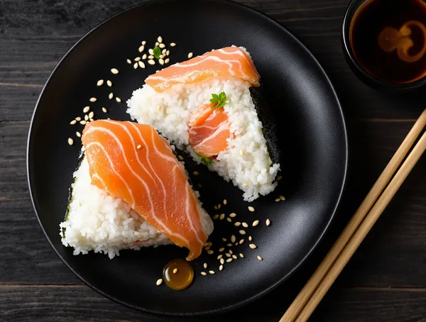 Onigiri umplut cu somon și umeboshi