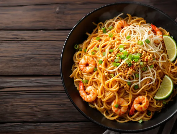 Pad Thai cu tăiței de orez și creveți