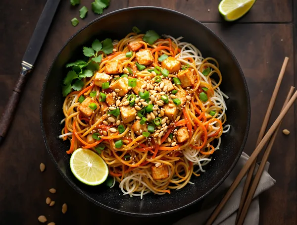 Pad Thai de post cu tofu și arahide