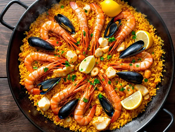 Paella spaniolă la ceaun cu fructe de mare