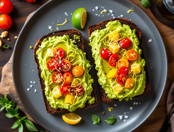 Pâine prăjită cu avocado și roșii cherry