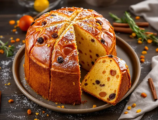 Panettone cu stafide, fructe confiate și coajă de lămâie