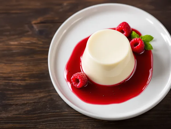 Panna cotta cu vanilie și coulis de zmeură