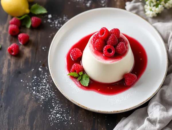 Panna cotta de post cu lapte de migdale și fructe de pădure