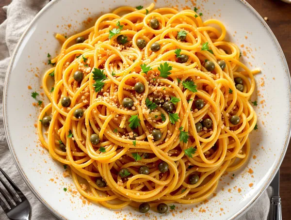 Pasta cu bottarga de ton și capere