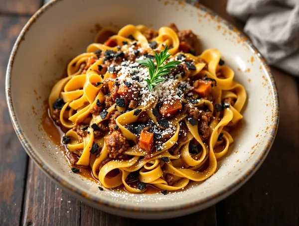 Pasta cu ragù de rată și trufe
