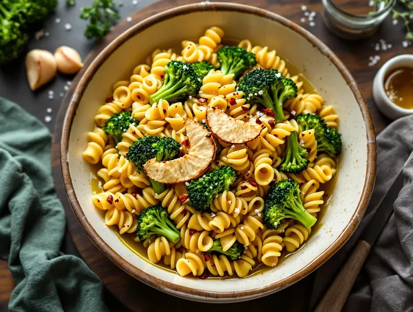 Paste cu broccoli și usturoi prăjit în ulei