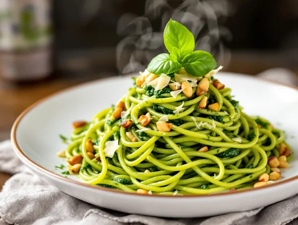 Paste cu pesto de busuioc și nuci de pin