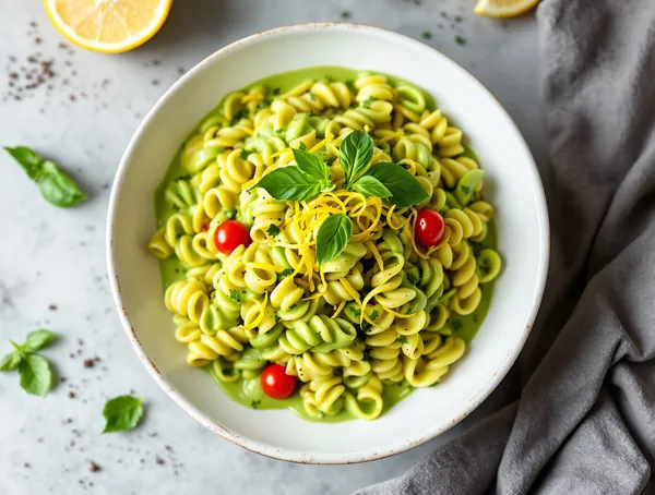 Paste cu sos verde de avocado și lămâie