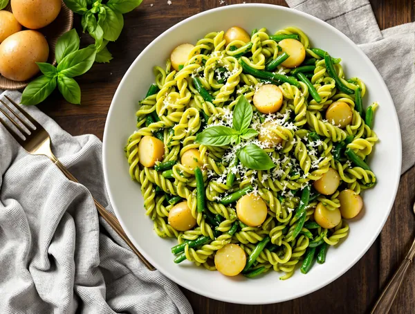 Paste pesto alla genovese cu fasole verde