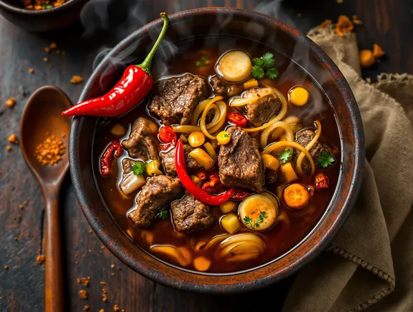 Pepper soup cu capăt de vită și ardei