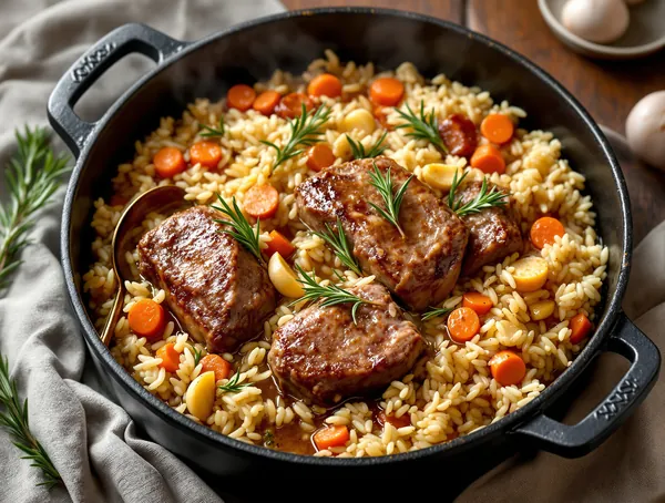 Pilaf de miel la ceaun cu rozmarin