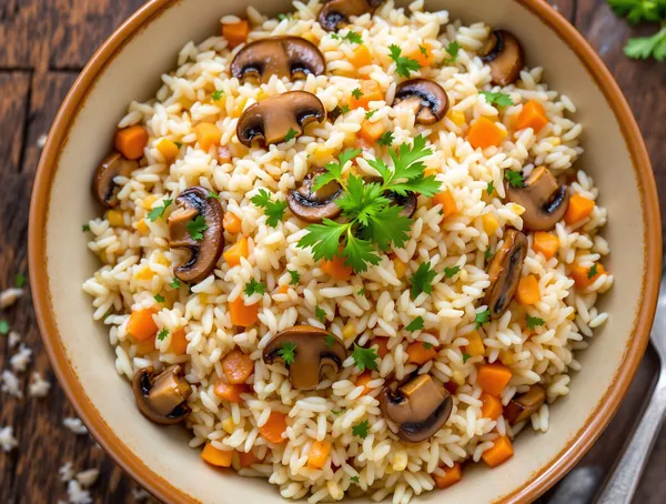 Pilaf de orez cu ciuperci