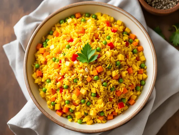 Pilaf de orez cu legume și turmeric