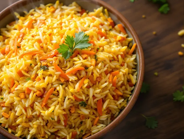 Pilaf de orez cu morcovi și turmeric