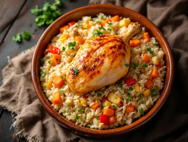 Pilaf de pui cu legume