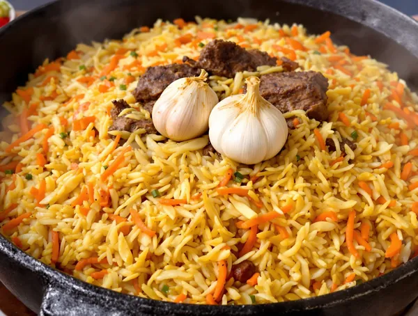 Plov uzbec la ceaun cu miel și morcov