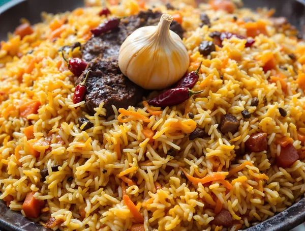 Plov uzbek cu miel și morcov