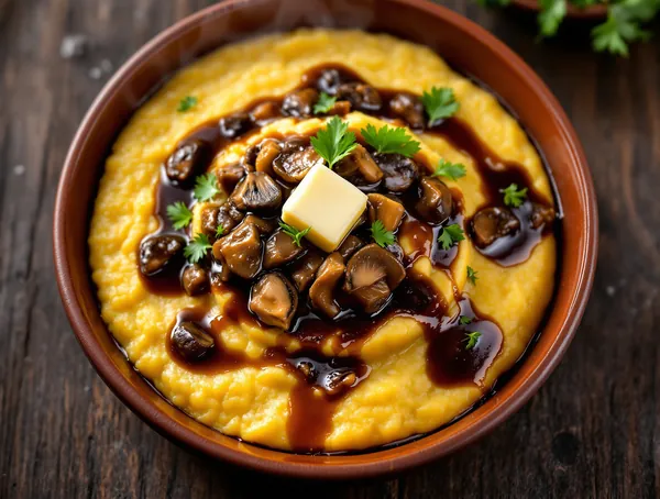 Polenta cu sos de ciuperci porcini