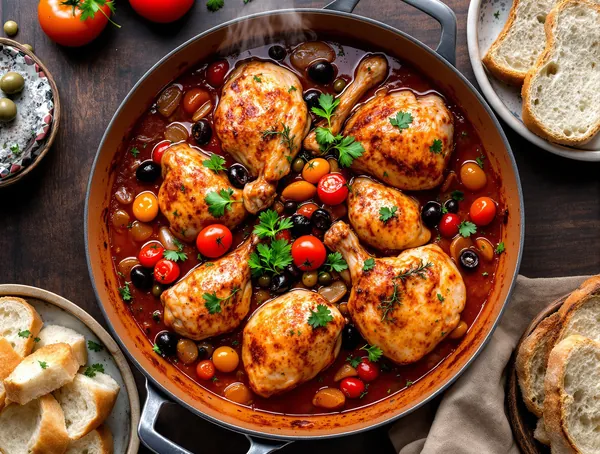 Pollo alla cacciatora cu roșii și capere