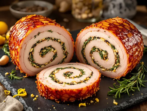 Porchetta italiană cu rozmarin, usturoi și fenicul